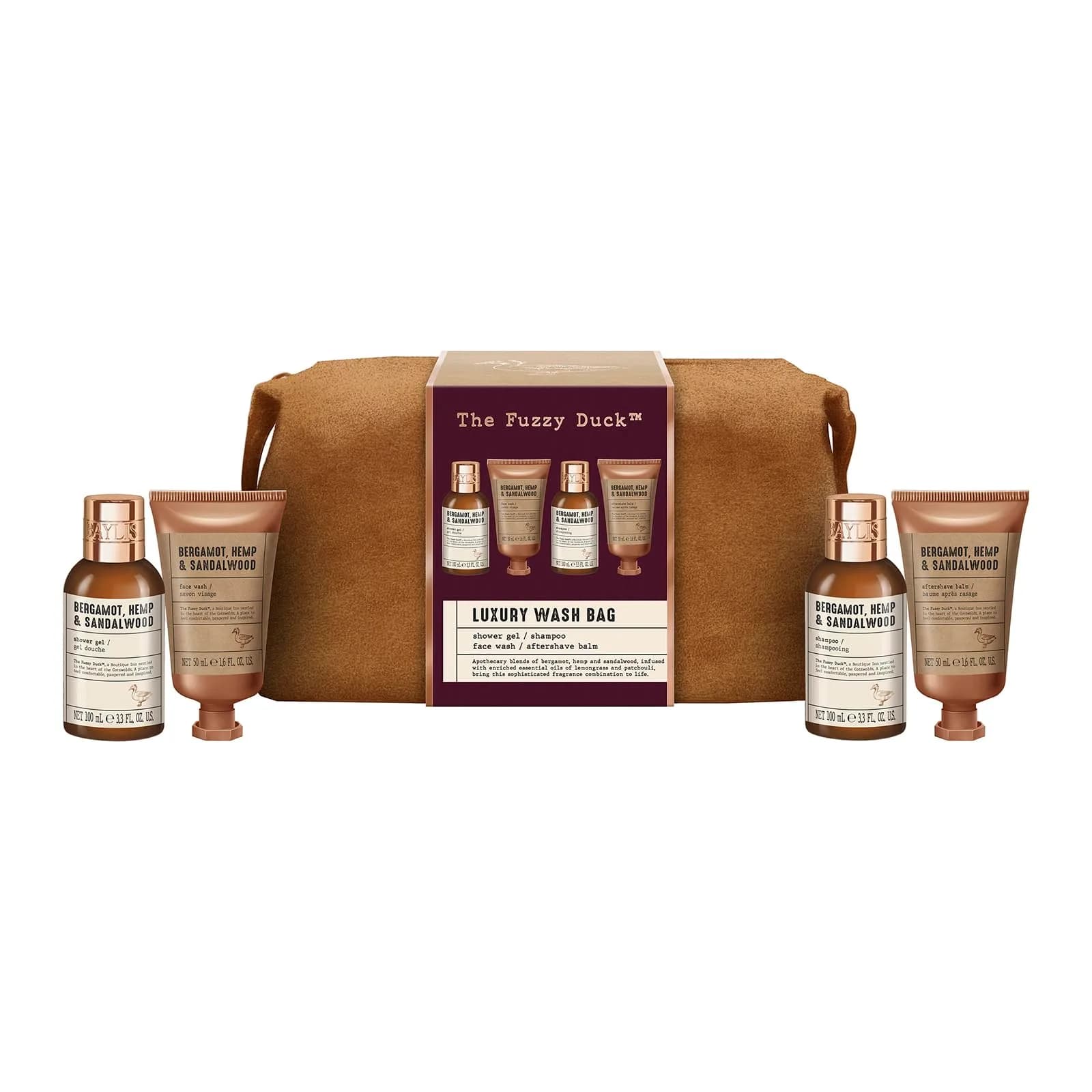 Baylis & Harding The Fuzzy Duck Luxury Wash Bag Gift Set For Men | Bergamot, Hemp & Sandalwood Scent | 200ml (6.76 Fl Oz) Set - main product image