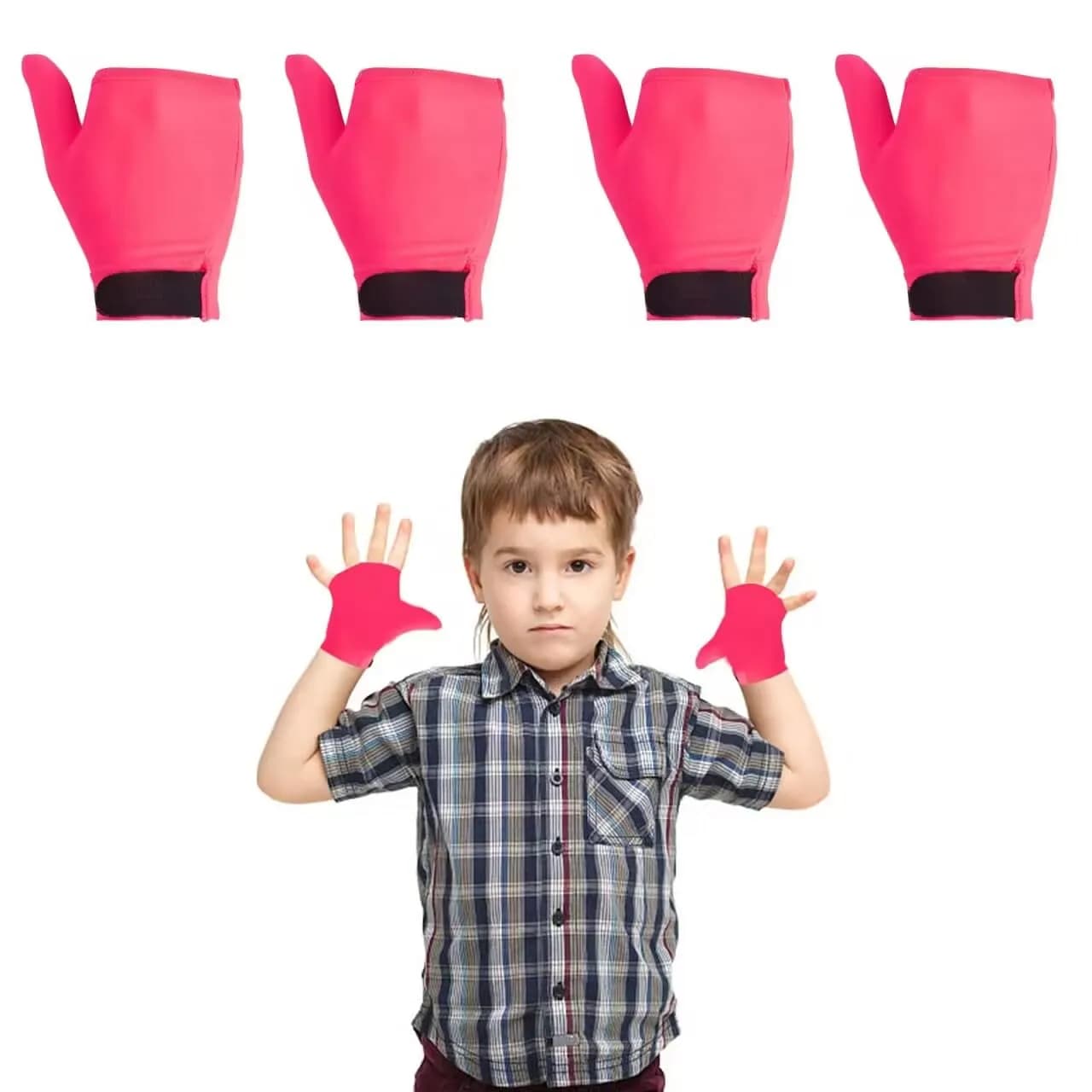 Yxmeiguo Thumb Guard Kids Anti-Sucking Glove 2 Pairs Pink | Stops Finger Biting - main product image