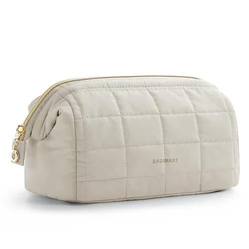 BAGSMART Makeup Bag Travel Toiletry Bag Wide Open Zipper Pouch, Mint Green | Spacious, Easy-Clean, Multi-Function