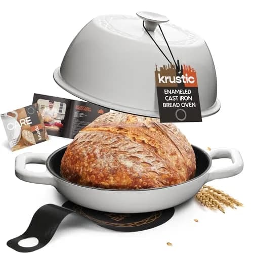 Krustic Enameled Cast Iron Dutch Oven 6 Qt | Perfect for Sourdough & Baking
