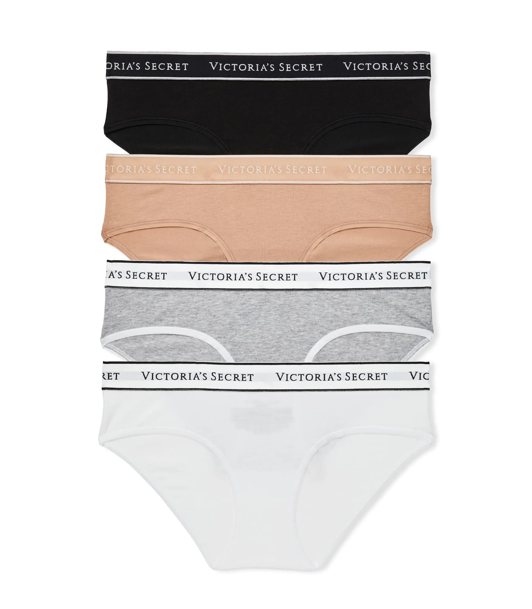 Victoria's Secret Women's Logo Cotton Hiphugger Underwear Pack, 4 Pack, M | Breathable Cotton, Full Coverage Comfort - main product image