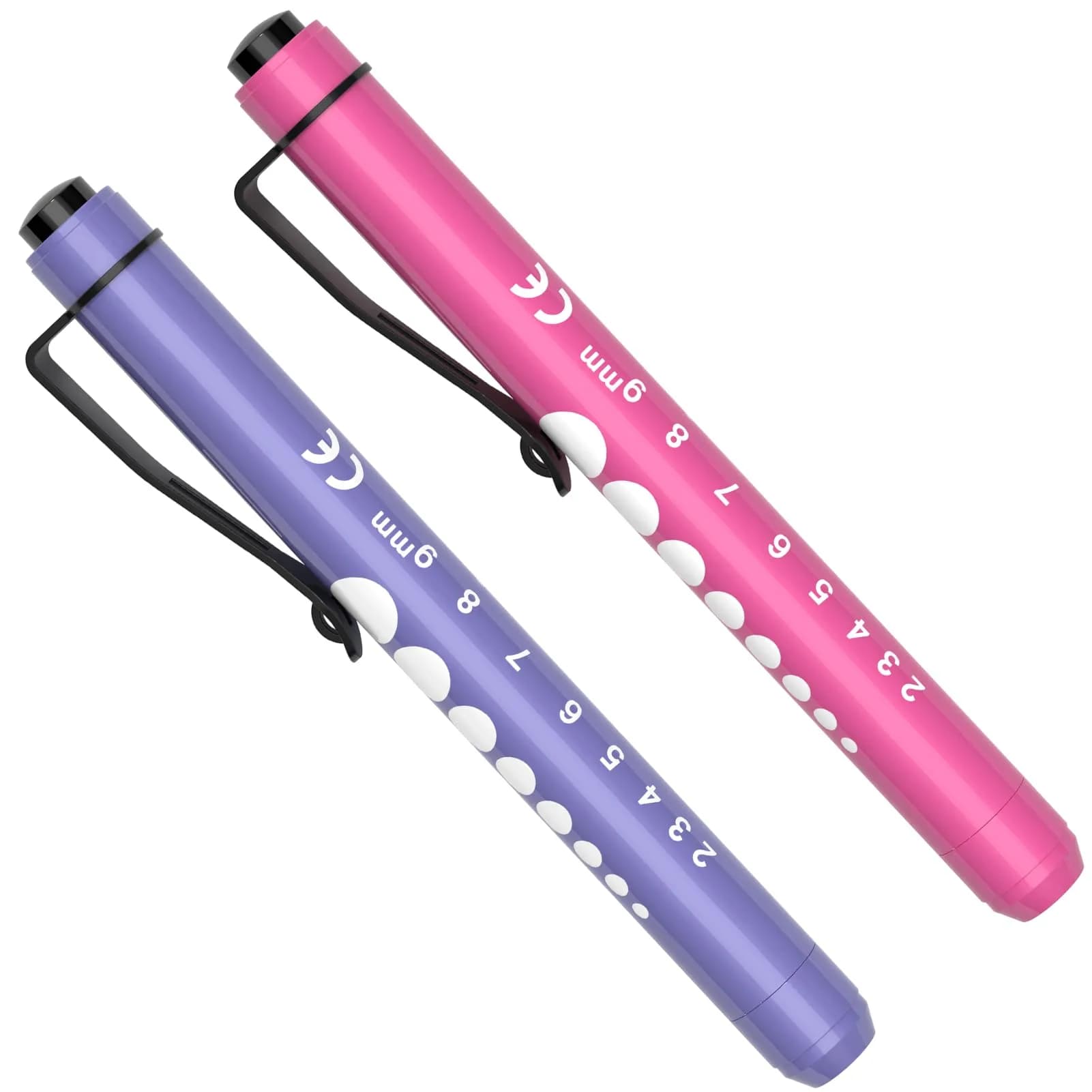 RISEMART LED Pen Lights for Nurses, 2-Pack Medical Penlight with Pupil Gauge & Ruler | White Light, Aluminum Alloy - main product image