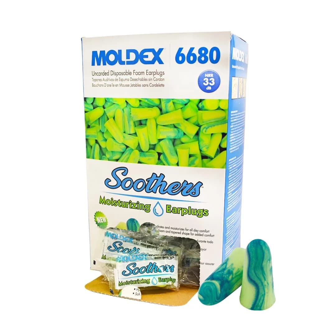 Soothers Moisturizing Foam Earplugs 200 Pair | Hydrating, Soft Fit, NRR 33dB, PVC-Free