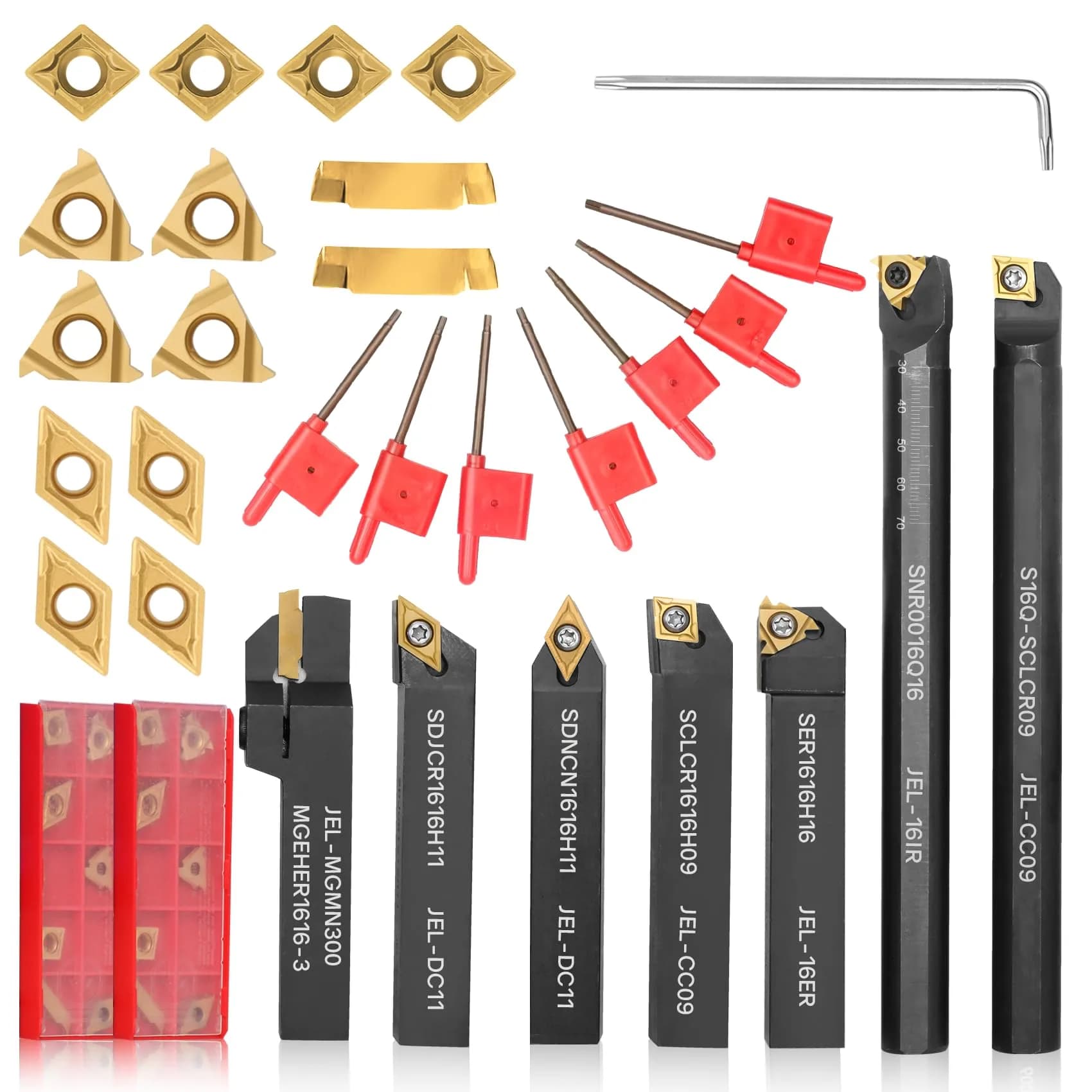 Joogto Indexable Lathe Turning Tool Kit 21Pcs 5/8'' 16mm Shank | Precision Metalworking Set - main product image