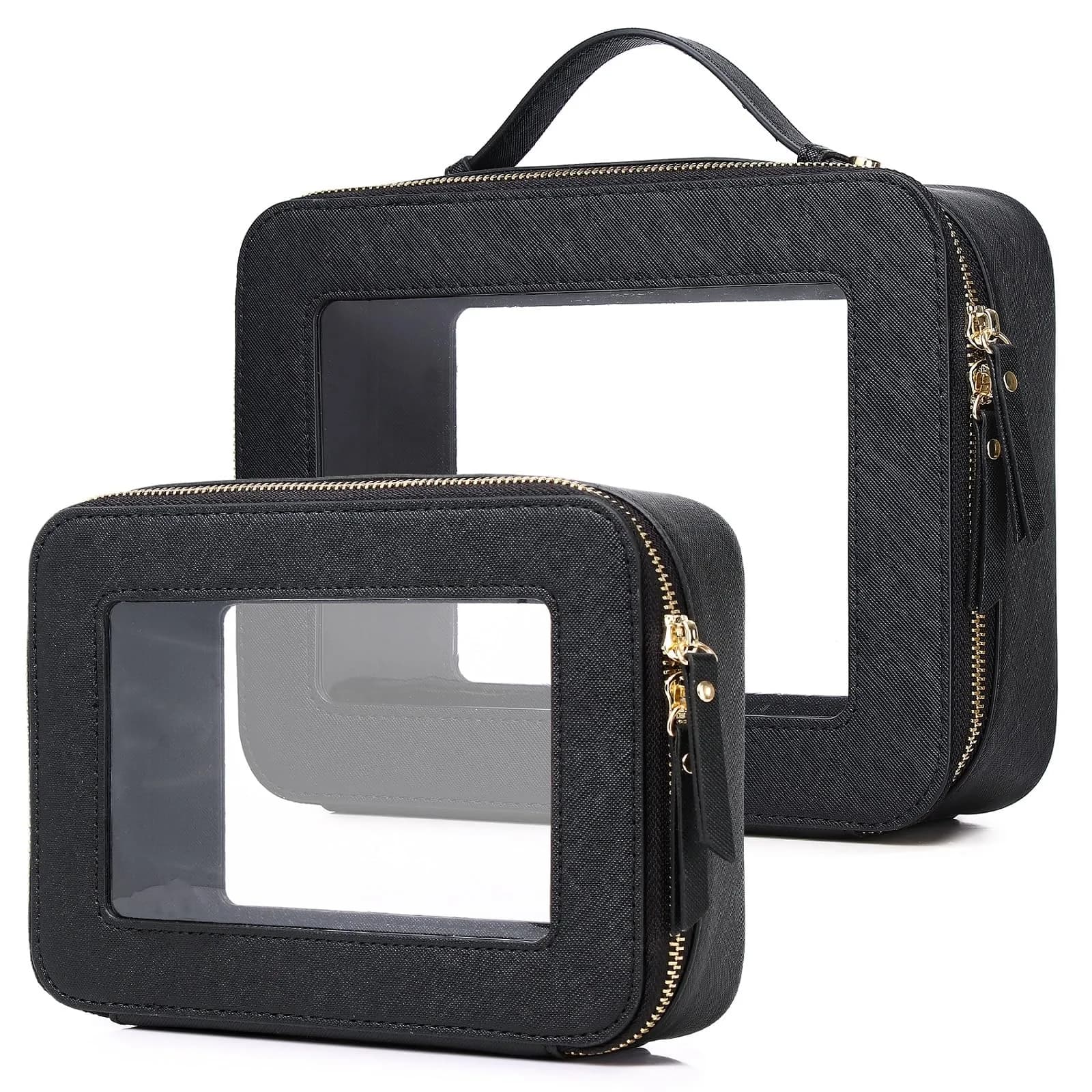 Pinkmik Clear Makeup Bag Set, M+L (2-Piece) | TSA Approved Waterproof Travel Cosmetic Case - main product image