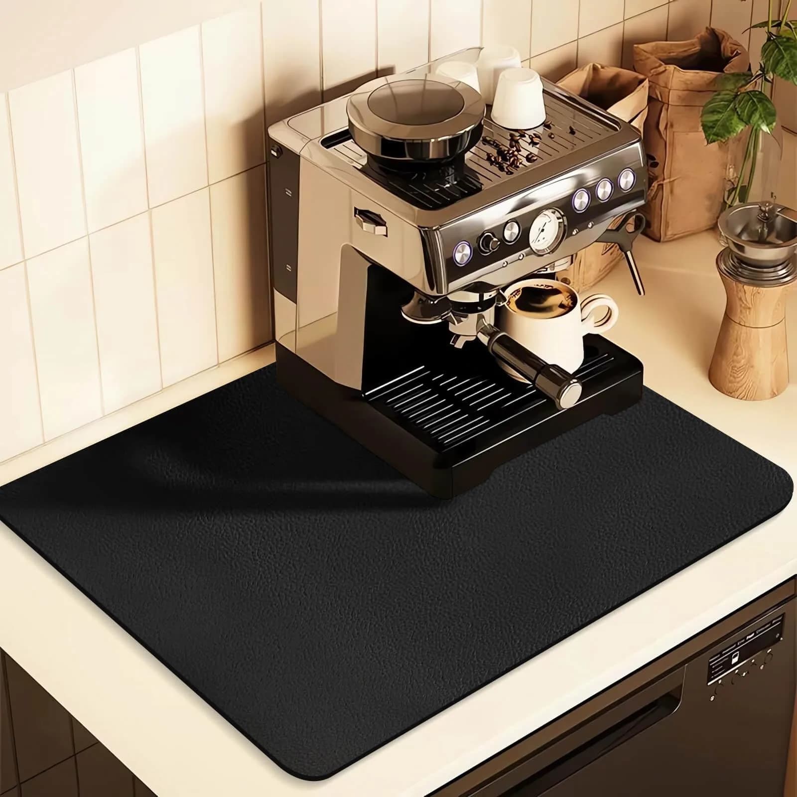 JuSiyley Coffee Mat for Countertops 12" x 19" | Absorbent Rubber Mat for Kitchen