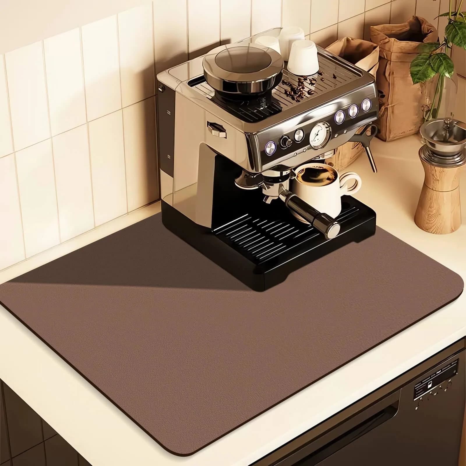 JuSiyley Coffee Mat for Countertops 12"x19" | Absorbent Rubber Mat for Kitchen - main product image
