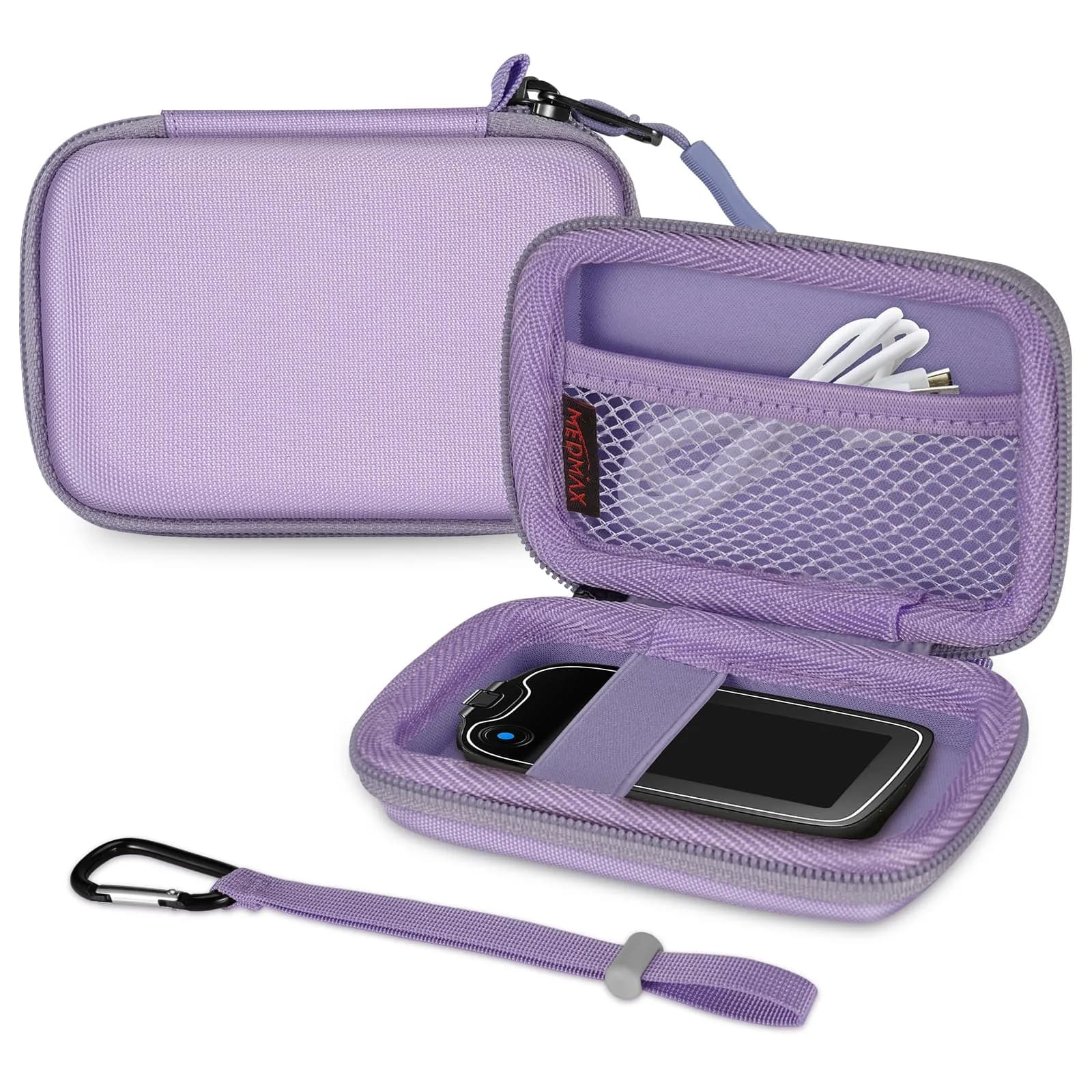 MEDMAX Hard Shell Protective Case for Freestyle Libre 3 2 / Libre Reader | Shockproof Diabetic Storage with Clip & Handle (Lilac Purple)
