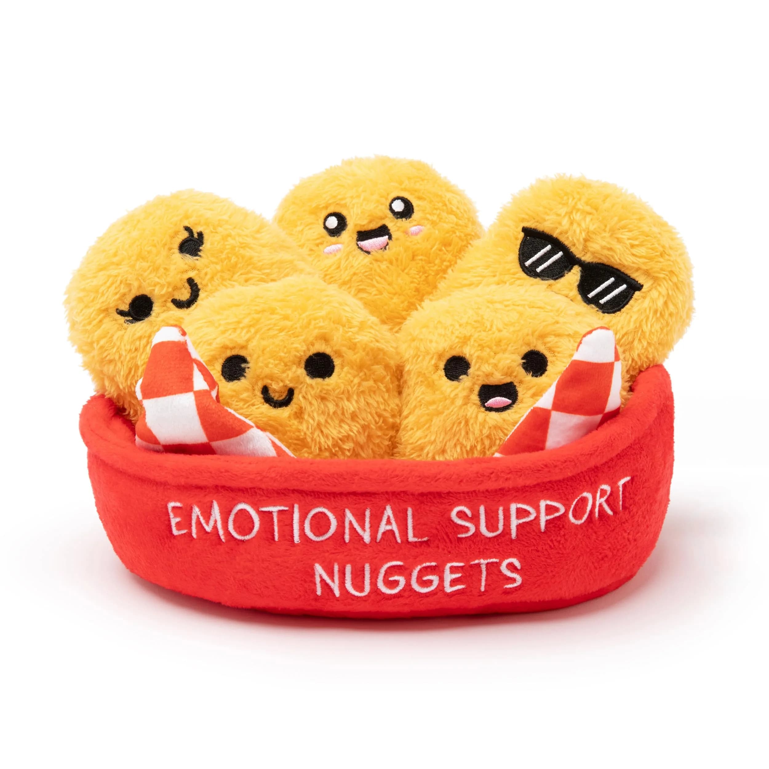 WHAT DO YOU MEME? Emotional Support Chicken Nuggets Plush Toy Set (5 Plushies + Basket) | ASTM-Tested, Non-Toxic, BPA-Free - main product image