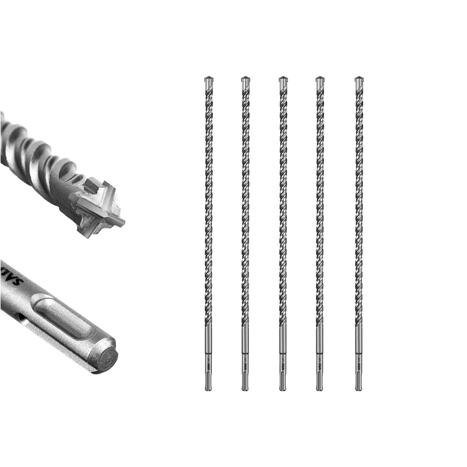 SALI SDS Plus Rotary Hammer Drill Bit Kit 1/2"x18" (12.7mm x 457.2mm) | 4-Cutter Carbide for Concrete & Brick - main product image