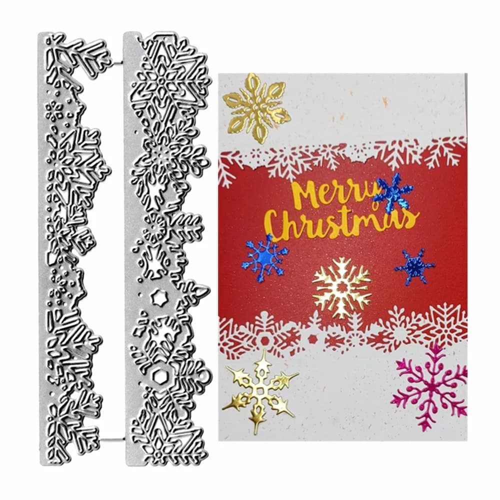 NVZBL Snowflake Lace Cutting Dies 2pcs | Winter Snow Border Embossing Stencils for Scrapbooking & DIY Crafts - main product image