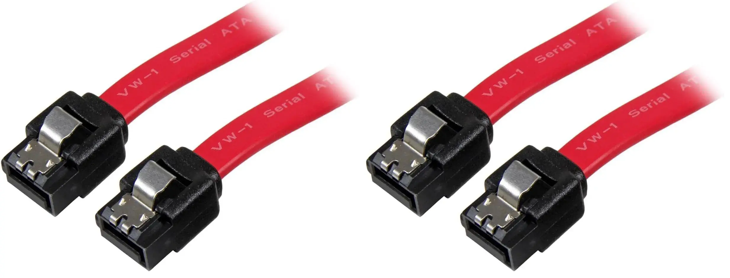 StarTech.com 12in Latching SATA Cable - SATA (R) to SATA (R) - 1 ft - Red - Pack of 2 | Supports SATA 3.0 6Gbps - main product image