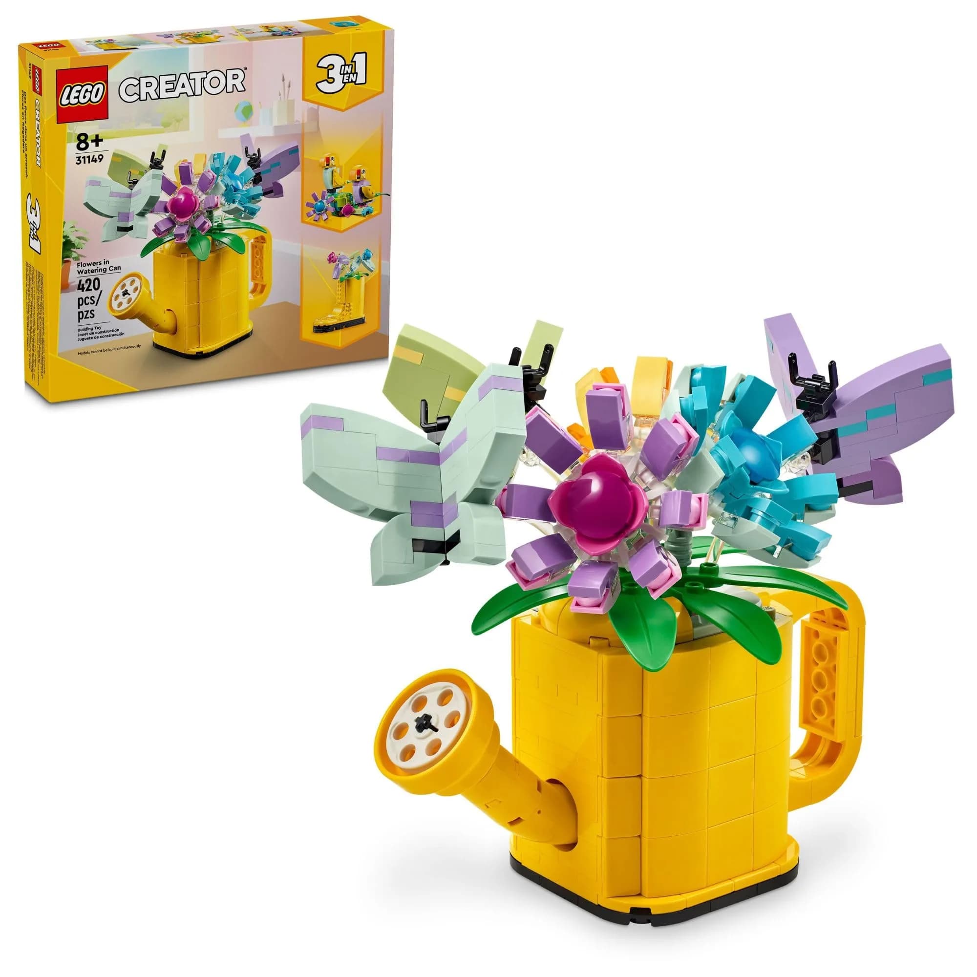LEGO Creator 3 in 1 Flowers in Watering Can Building Toy 420 Pieces | STEM Learning Toy for Kids Ages 8+ - main product image