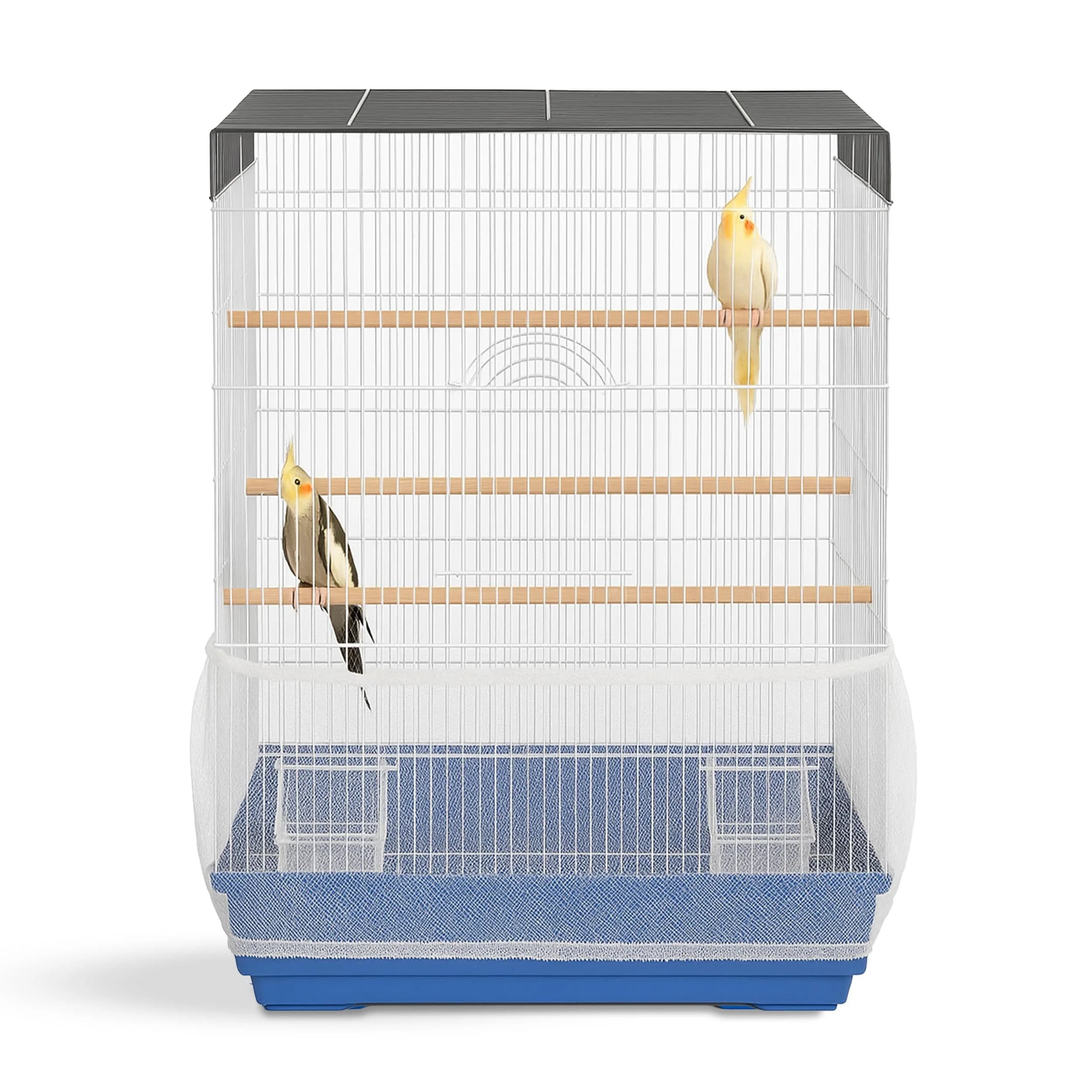 KNUTI Universal Bird Cage Seed Catcher Mesh Cover White | Adjustable Fit & Durable Nylon - main product image