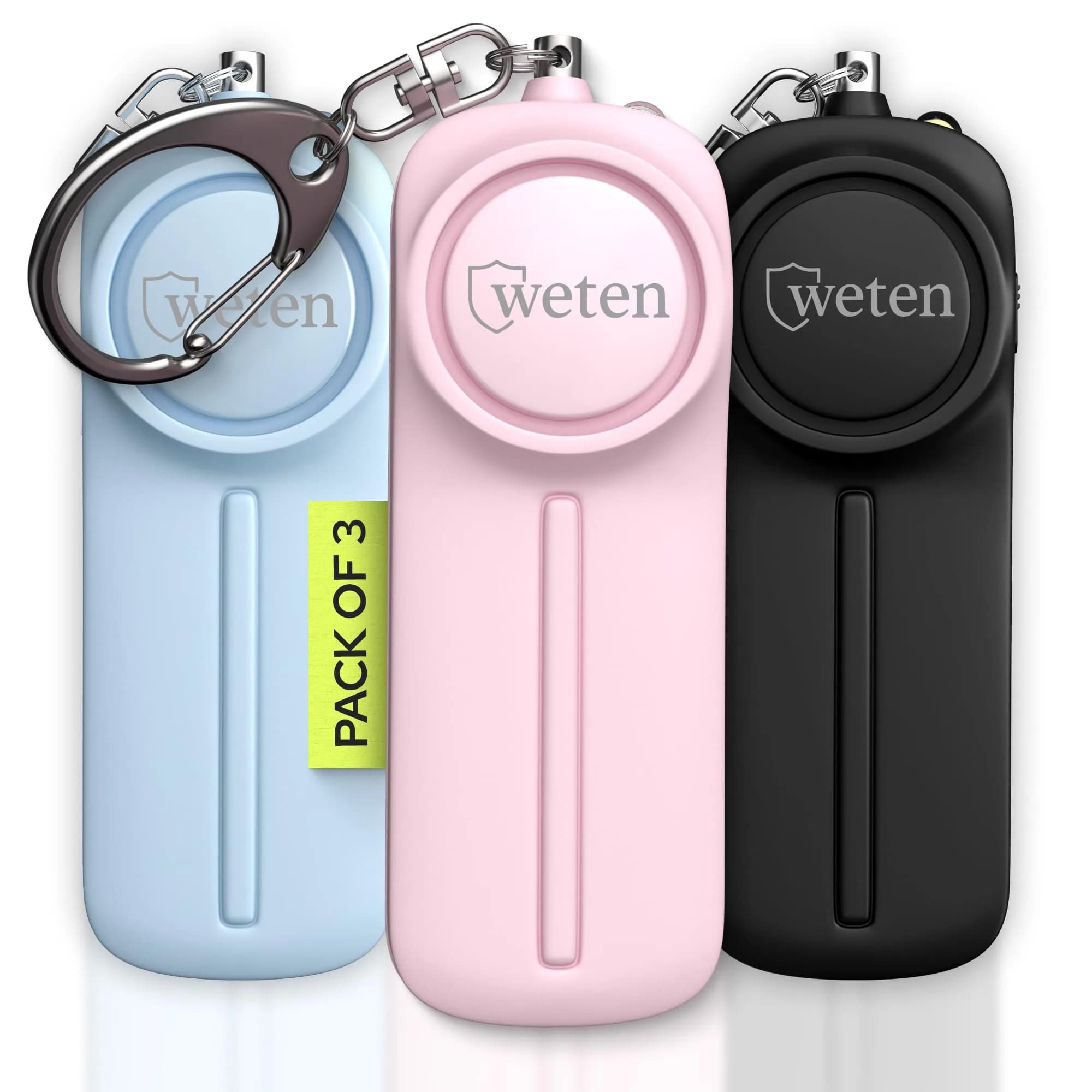 WETEN Personal Safety Alarm Keychain for Women - 130dB Loud Siren & LED Light | Black