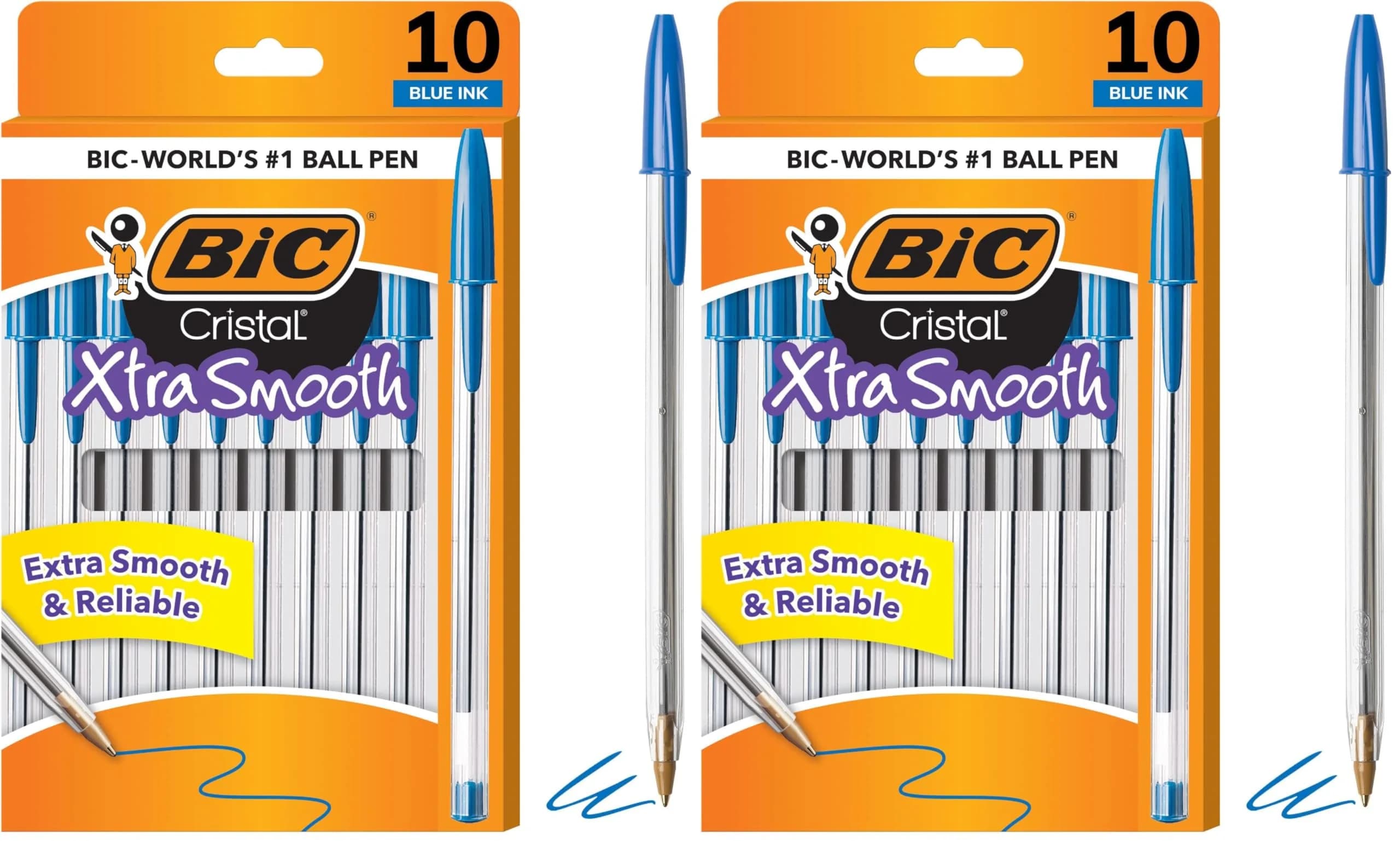 BIC Cristal Xtra Smooth Stic Ballpoint Pens, Medium Point 1.0mm, Blue Ink | 20-Count Pack | Smooth Writing - main product image