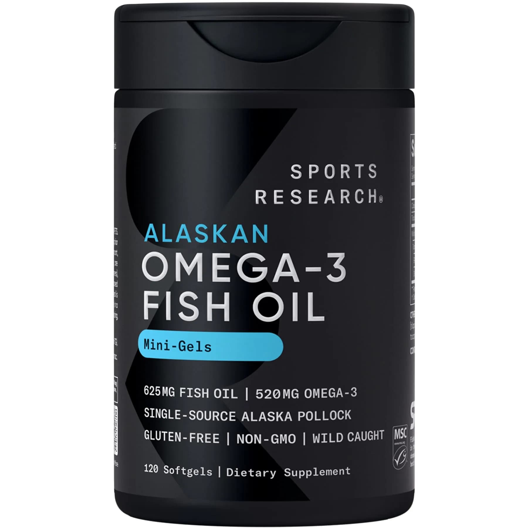 Sports Research Omega-3 Fish Oil Minis 120 Count | Wild Alaska Pollock EPA DHA - main product image