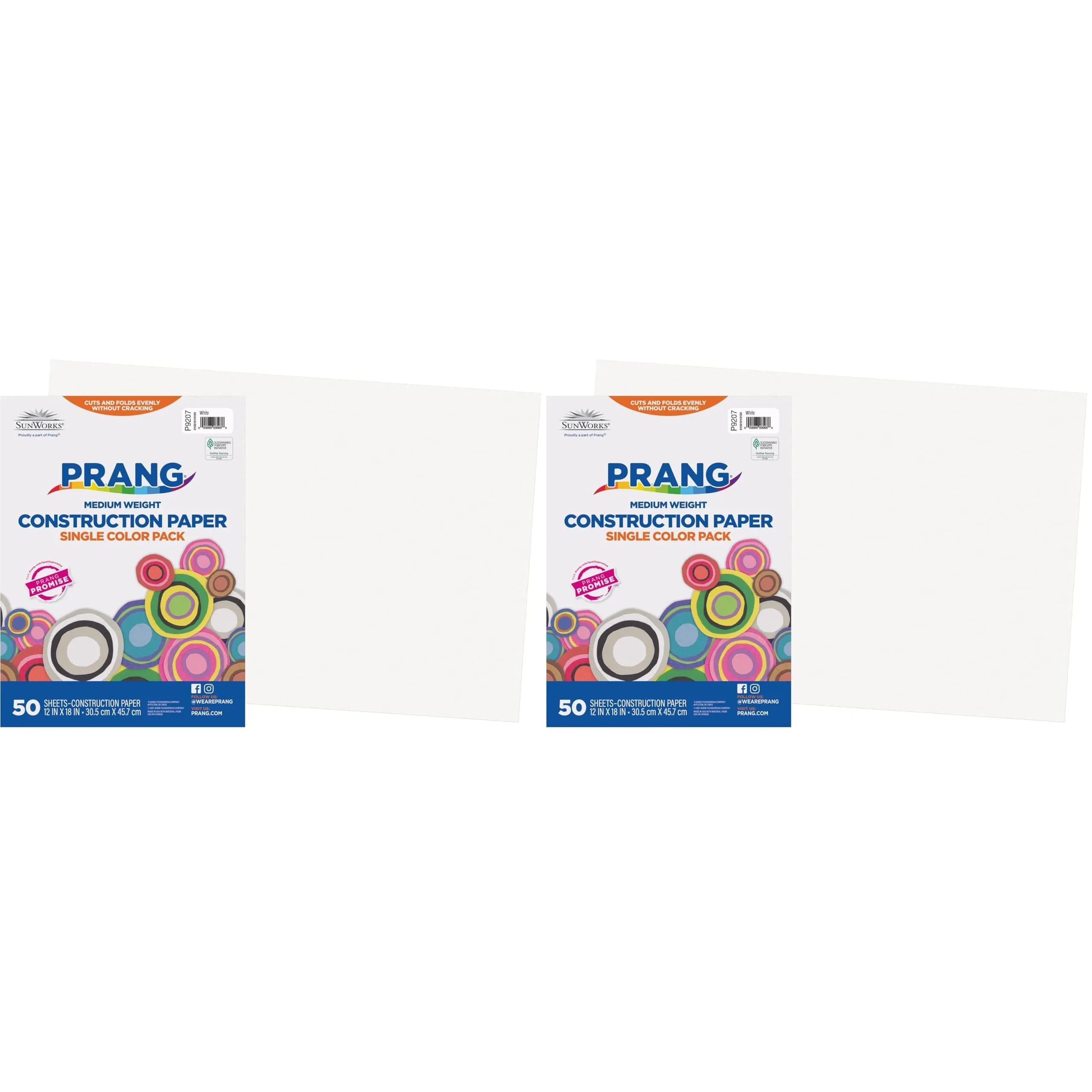 Prang Construction Paper, White, 12" x 18", 100 Sheets (Pack of 2) | Medium Weight Art Paper for Crafts - main product image