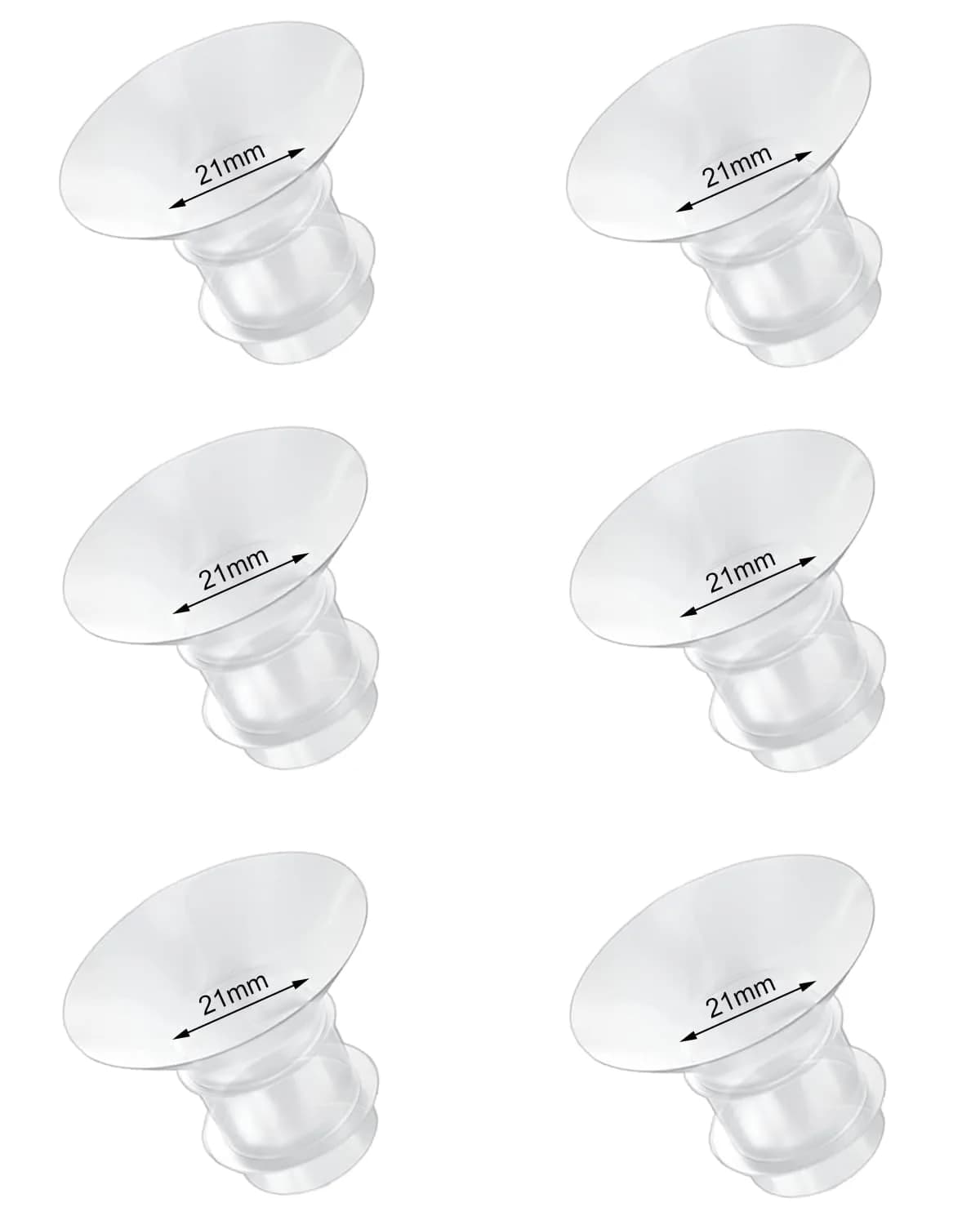 IVARONAL Flange Inserts 21mm | Compatible with Most Breast Pumps, Reduce 24mm Tunnel, Food-Grade Silicone, 6PCS