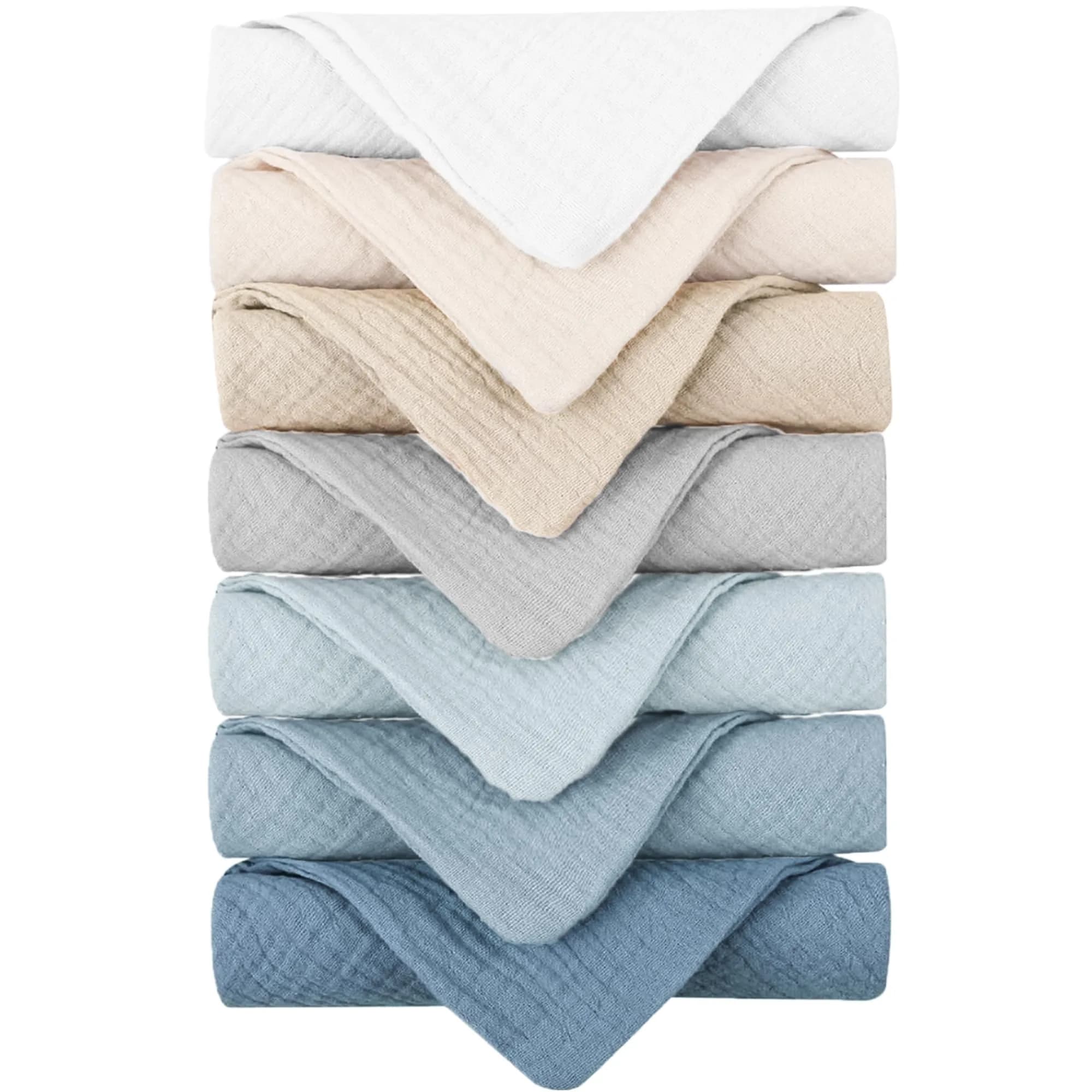 Konssy 7 Pack Muslin Baby Washcloths 28cm x 28cm | Ultra-Soft Cotton for Delicate Skin - main product image