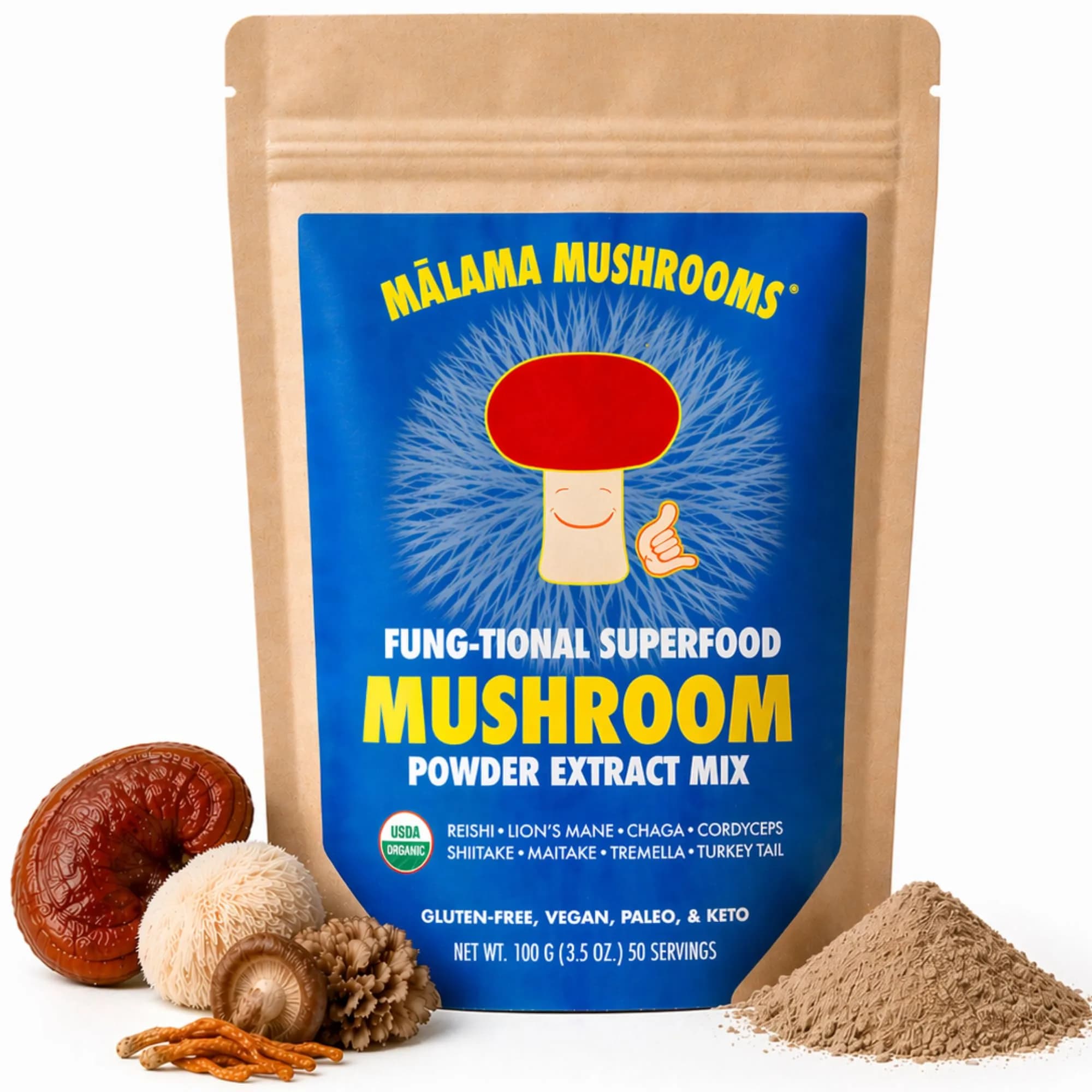 Malama Organic 8-Mushroom Powder Blend