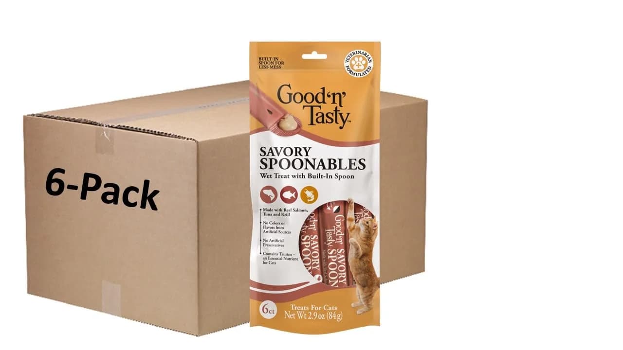 Good ‘N’ Tasty Savory Spoonables Cat Treat, Salmon Tuna Krill | Triple Flavor Lickable Wet Treats for Cats