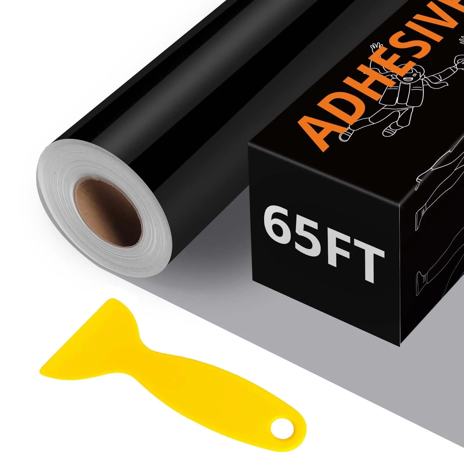 HTVRONT Glossy Black Permanent Vinyl Roll 12" x 65FT | Easy Cut & Weed for Crafts - main product image