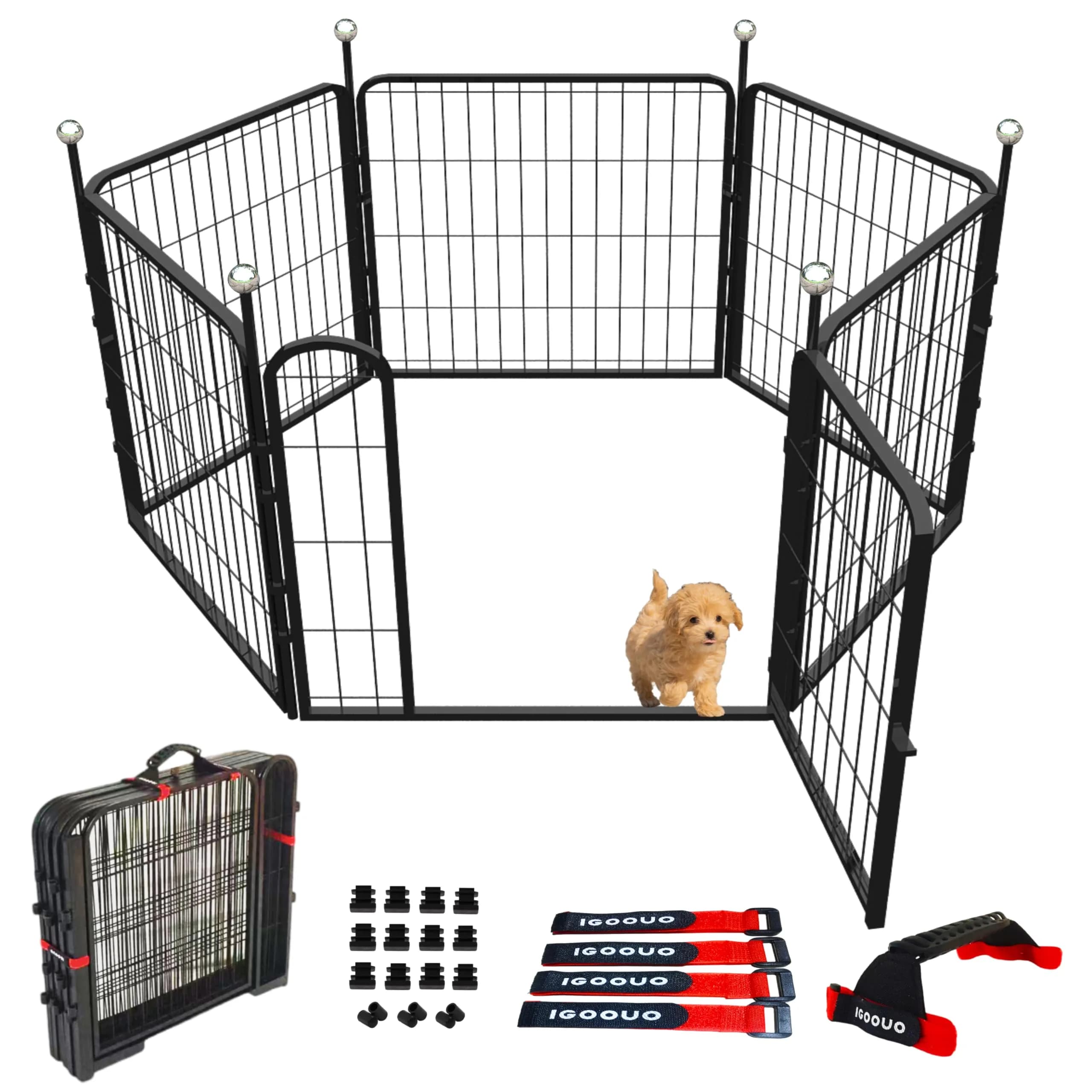 IGOOUO Puppy Playpen 24'' | Portable Indoor/Outdoor Dog Enclosure for Small Dogs
