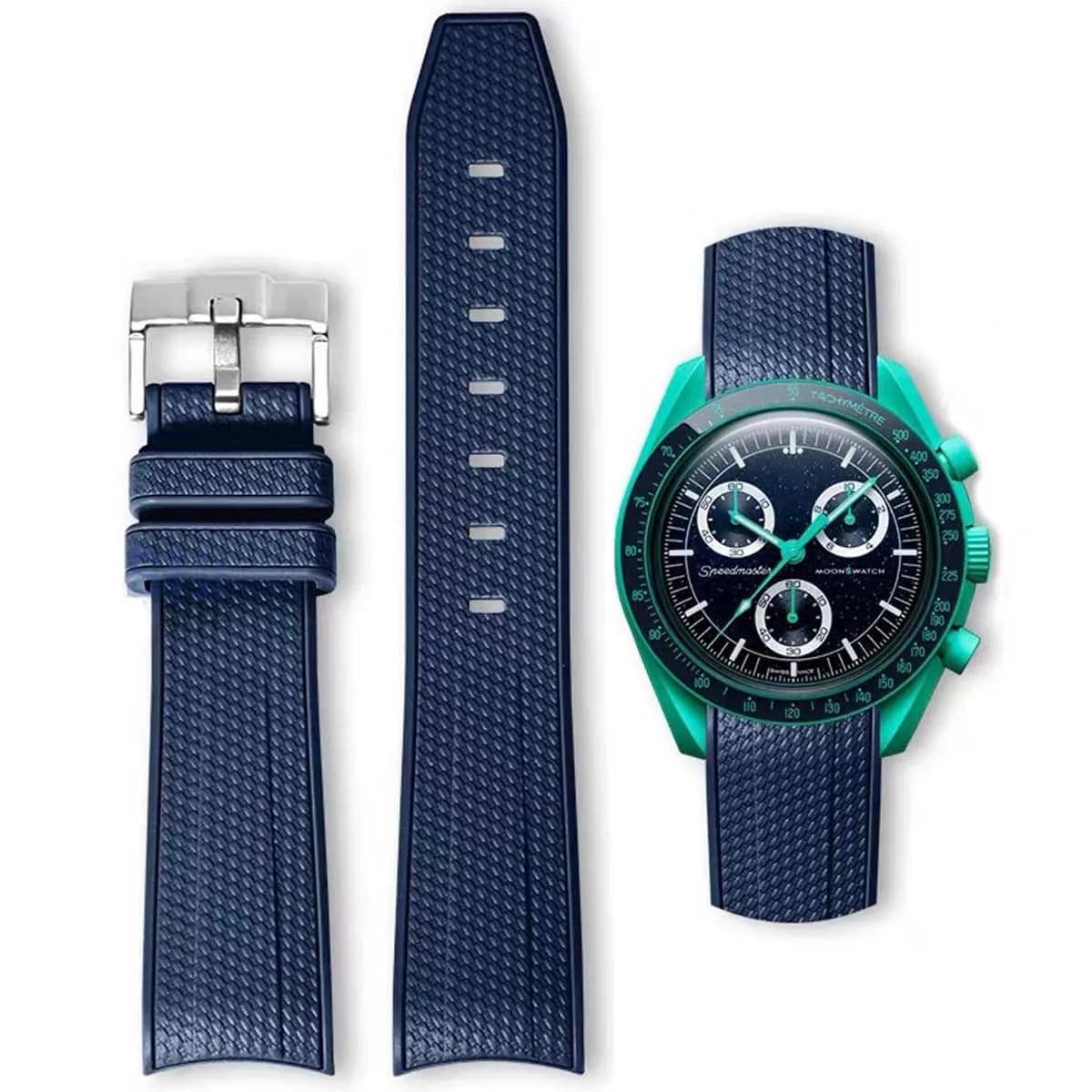 HEYOZURY Black Silicone Watch Band for Omega x Swatch MoonSwatch 20mm | Classic Style