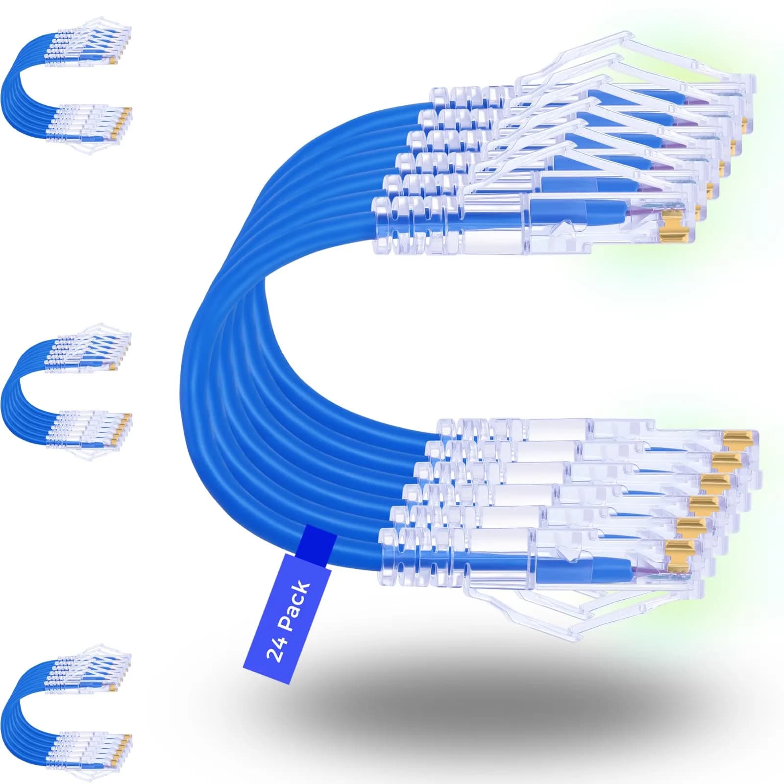Rapink Cat6a Ethernet Patch Cable 10ft (24 Pack) | 10Gbps Speed, Slim Design - main product image
