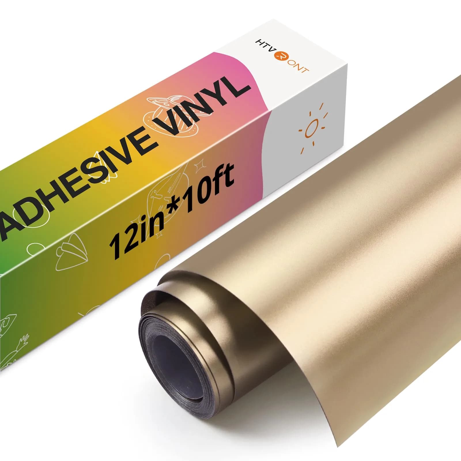 HTVRONT Champagne Gold Matte Vinyl Roll 12" x 10FT (305cm) | Permanent Adhesive for Crafts & Decals - main product image