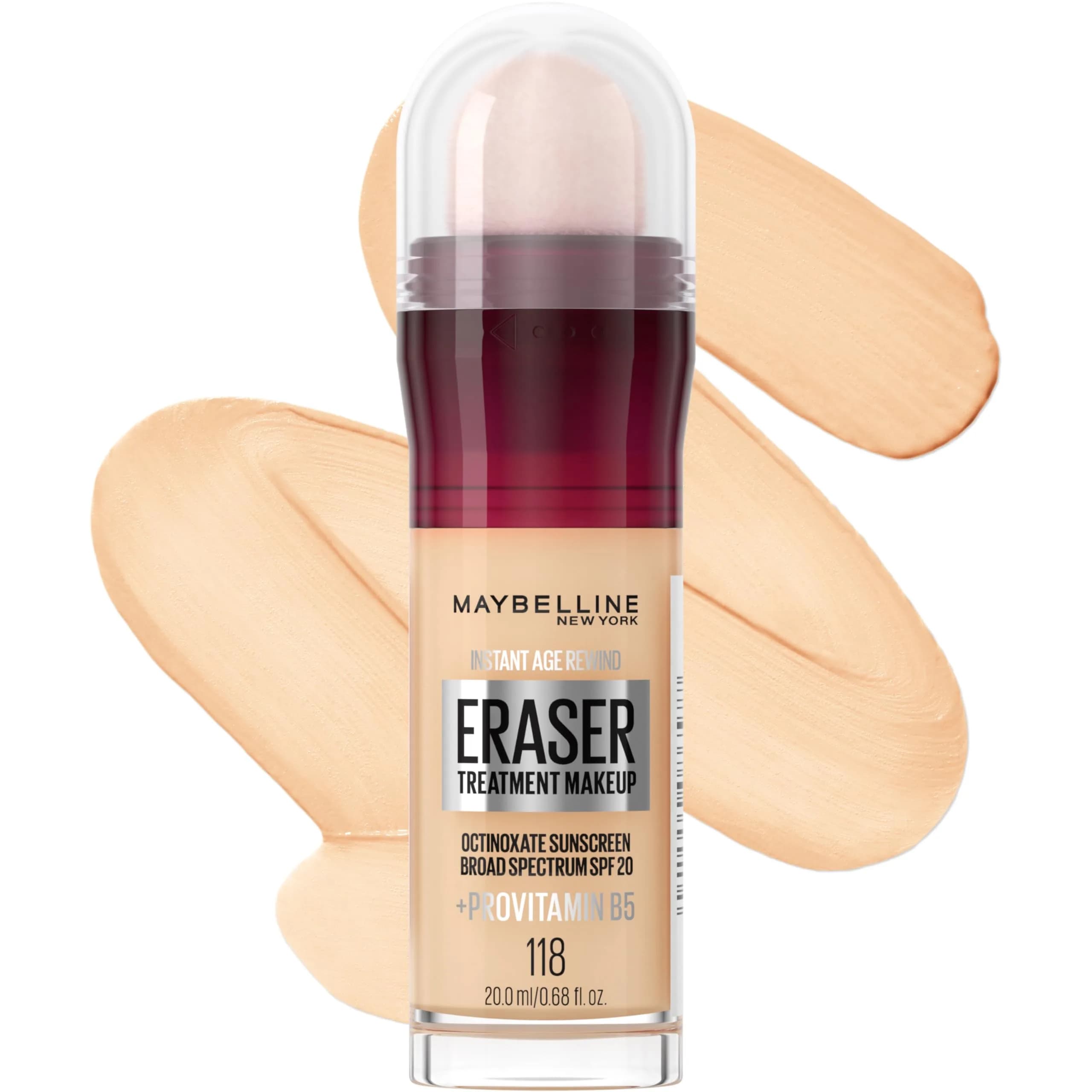 Maybelline Instant Age Rewind Eraser Foundation SPF 20, 118 (20ml / 0.68 Fl Oz) | Blurs Fine Lines & Wrinkles - main product image