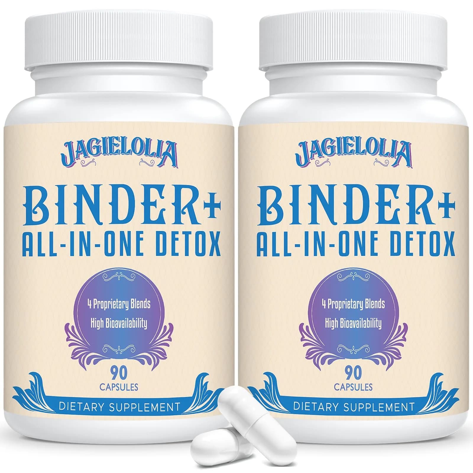 Jagielolia All-in-One Detox Binder Supplement 1500 MG | Liver & Gut Cleanse with Activated Charcoal - main product image