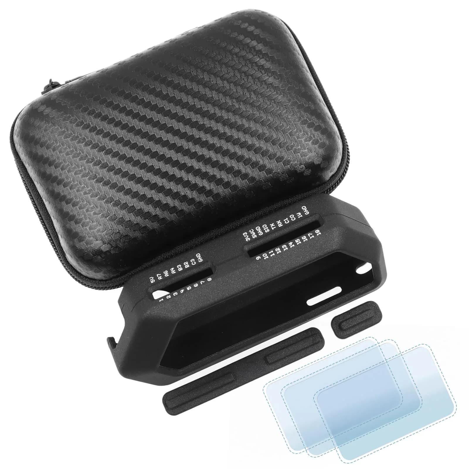 HCJYC 5-in-1 Flipper Zero Accessory Kit with Silicone Case & EVA Carry Case - Black Set - main product image
