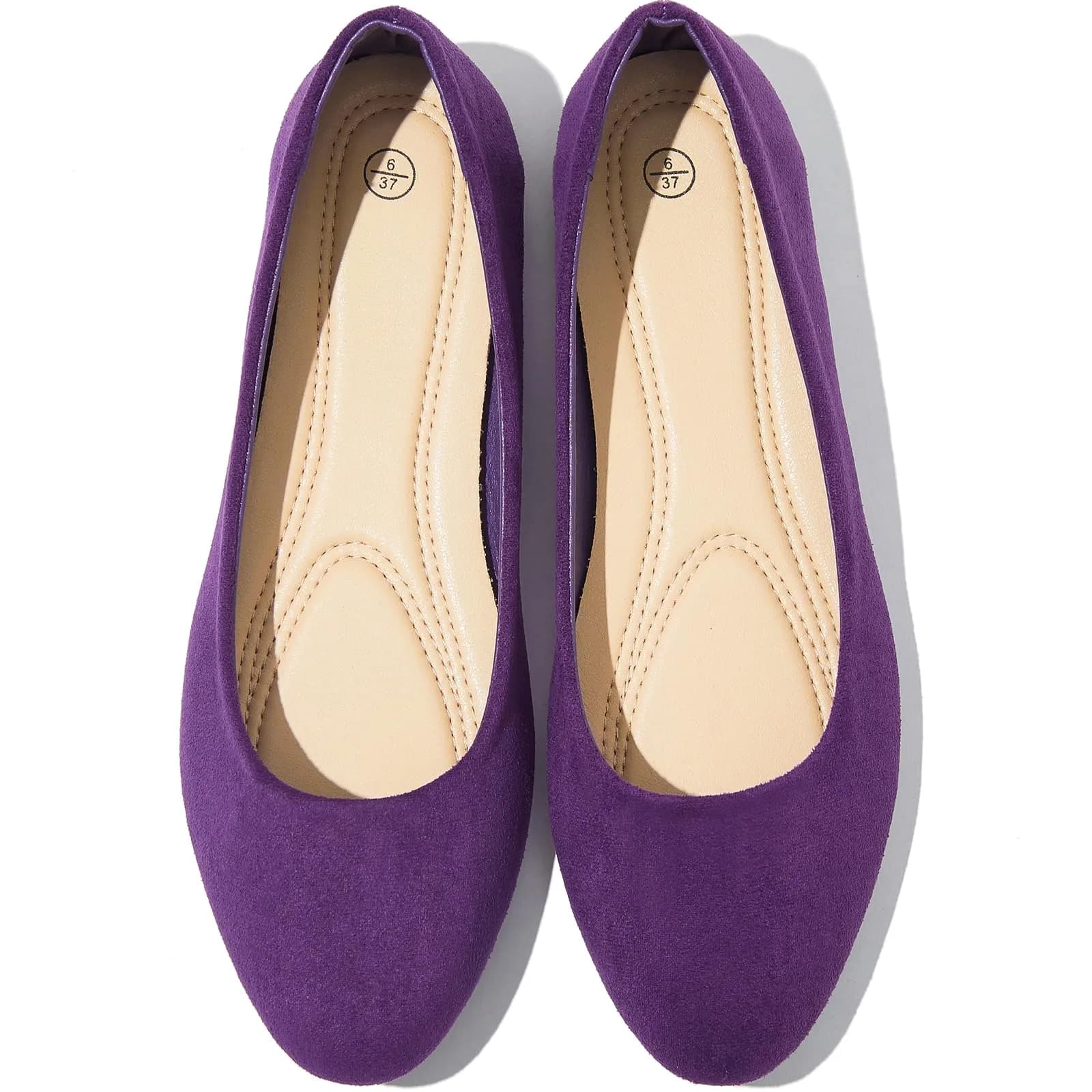 Shupua Flats for Women Round Toe Ballet Flats Work Shoes, Purple, Size 9 | Comfortable All-Day Office Wear