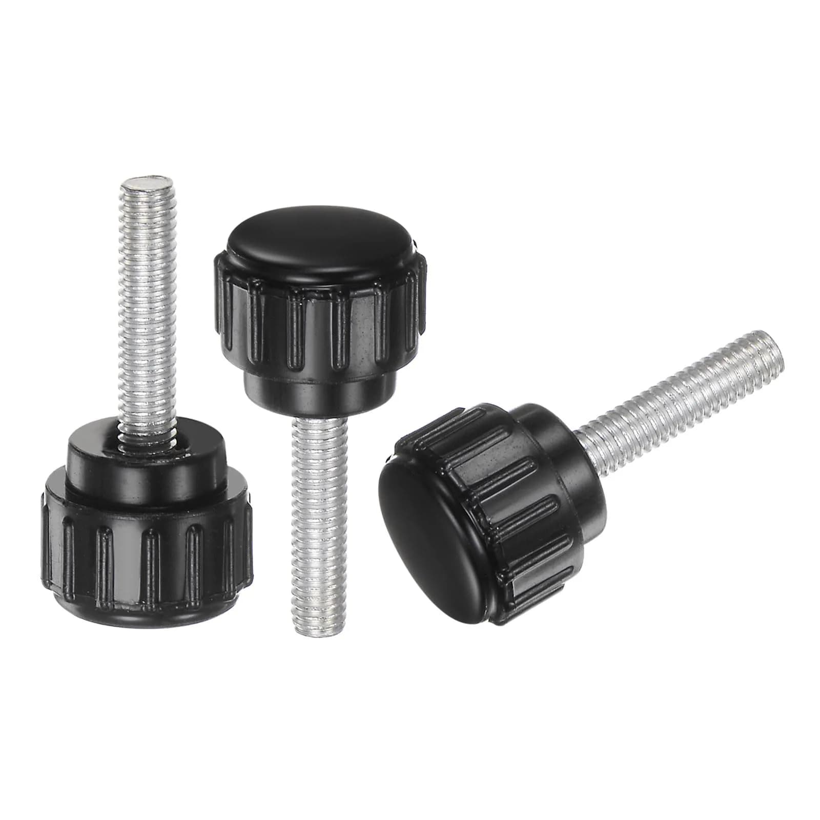 uxcell M4 x 15mm Male Thread Knurled Knobs, 20pcs Black Plastic Round Head Thumb Screws | Industrial Machinery Parts - main product image