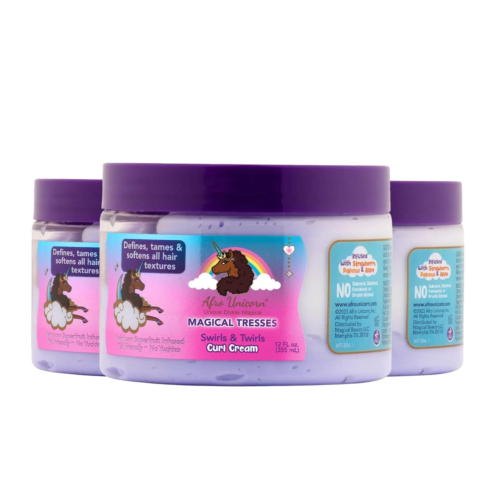 MAGICAL TRESSES Afro Unicorn Curl Cream 4 Fl Oz (3 Pack) | Defines & Softens Curly, Coily, Wavy Hair