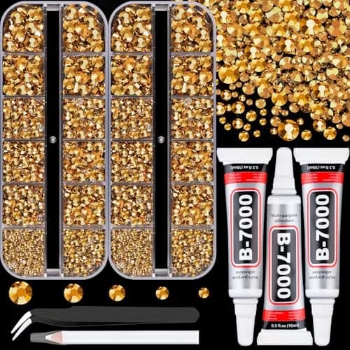 TINKRSTUFF Gold Flatback Resin Jelly Rhinestones with B7000 Glue, 1 Box Mixed Sizes | Craft & Nail Art Embellishments - main product image