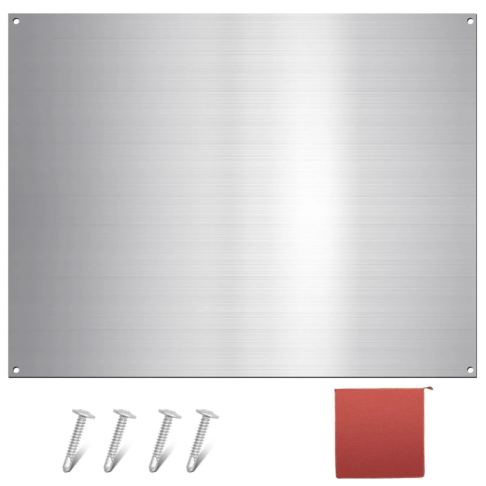 Yaocom Stainless Steel Backsplash Panel with Screws & Towel, Silver, 24x30 Inch | Easy Install Kitchen Wall Protection - main product image