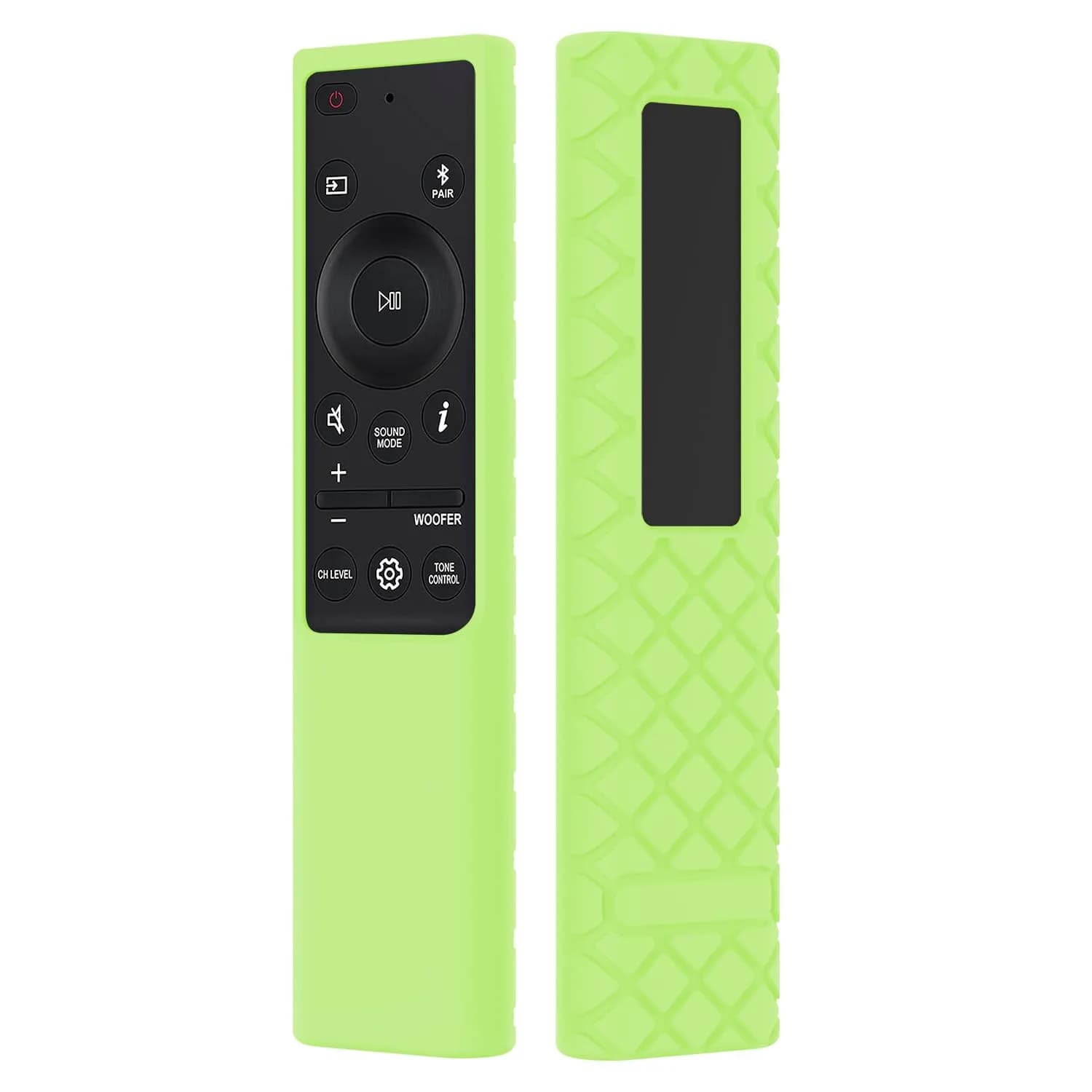 JCMOYUTY GLOW GREEN Silicone Remote Cover for Samsung Soundbar, Full Coverage, Glow in Dark, Drop-Proof, Pet & Kid Safe | AH81-15047A
