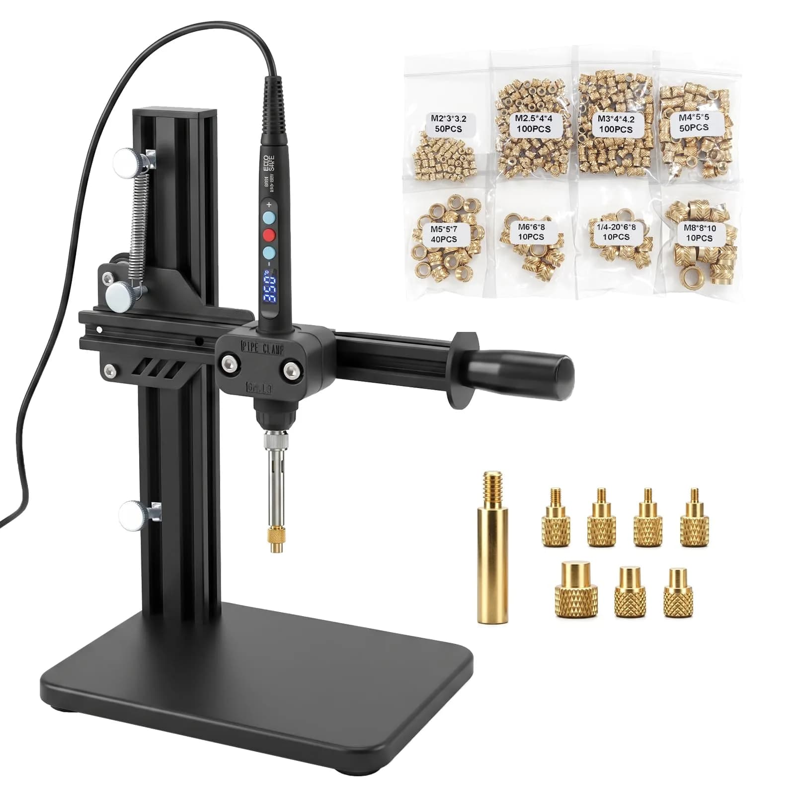 3DZWMAN Heat Set Insert Tool Kit with 370PCS Brass Inserts & Soldering Iron | M2-M8 Thread Sizes - main product image