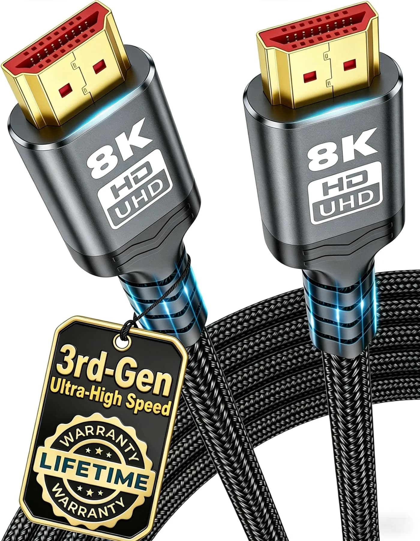 Green Jiss 8K HDMI 2.1 Cable 1.5FT | Supports 8K@60Hz, 48Gbps, Nylon Braided - main product image