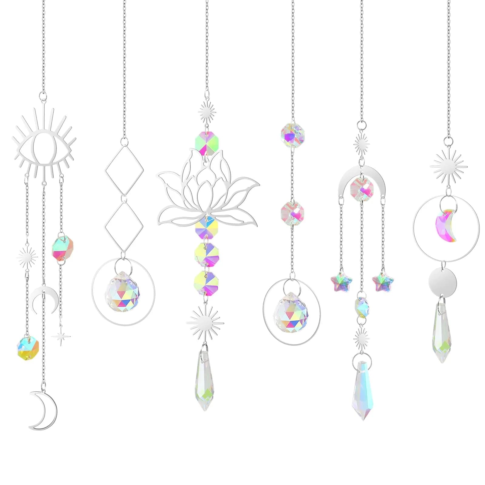 ilclviz 6Pieces Crystal Suncatchers for Window Hanging Sun Catcher with Chain | Rainbow Maker Decor for Home & Garden