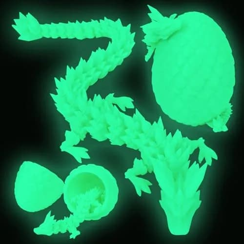 TBOLINE 3D Printed Dragon Egg with 12" Articulated Crystal Dragon Toy | Non-Toxic & BPA-Free for Kids Ages 3-12 - main product image