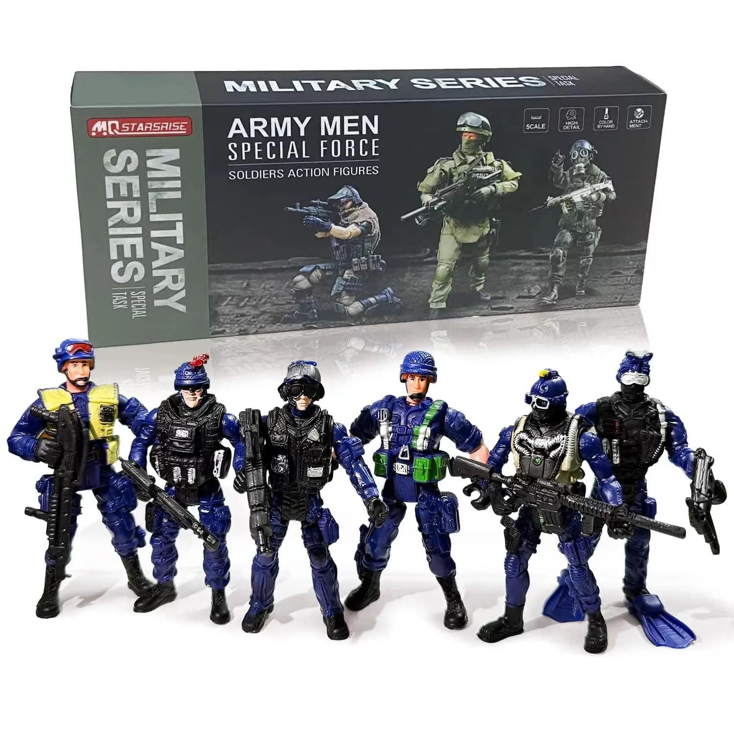 MQSTARSRISE Army Men Action Figures, Soldiers Toy for Boys Age 4-7 | Detachable, Realistic & Educational Playset