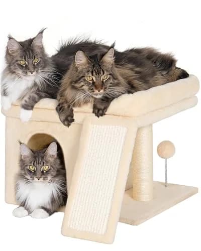 Aechonow Cat Tree Tower for Large Cats | Spacious Perch & Condo, Senior-Friendly, Sisal Scratching Surface