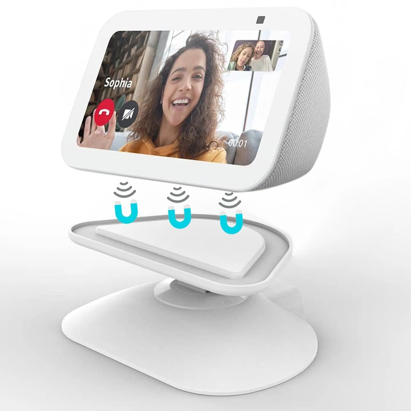 Dianves White Adjustable Stand for Echo Show 5 (3rd Gen) | Multi-Angle Rotation & Anti-Slip Base