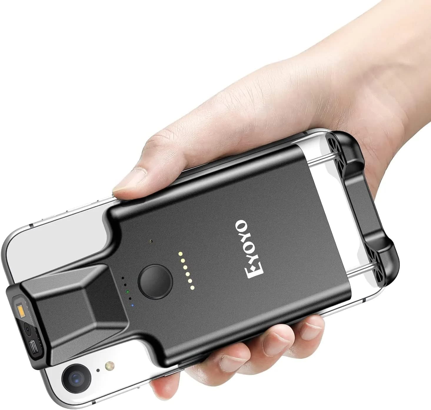 Eyoyo Bluetooth Back Clip Phone Barcode Scanner Green | 1D 2D QR Wireless Bar Code Reader with 1600mAh Battery - main product image