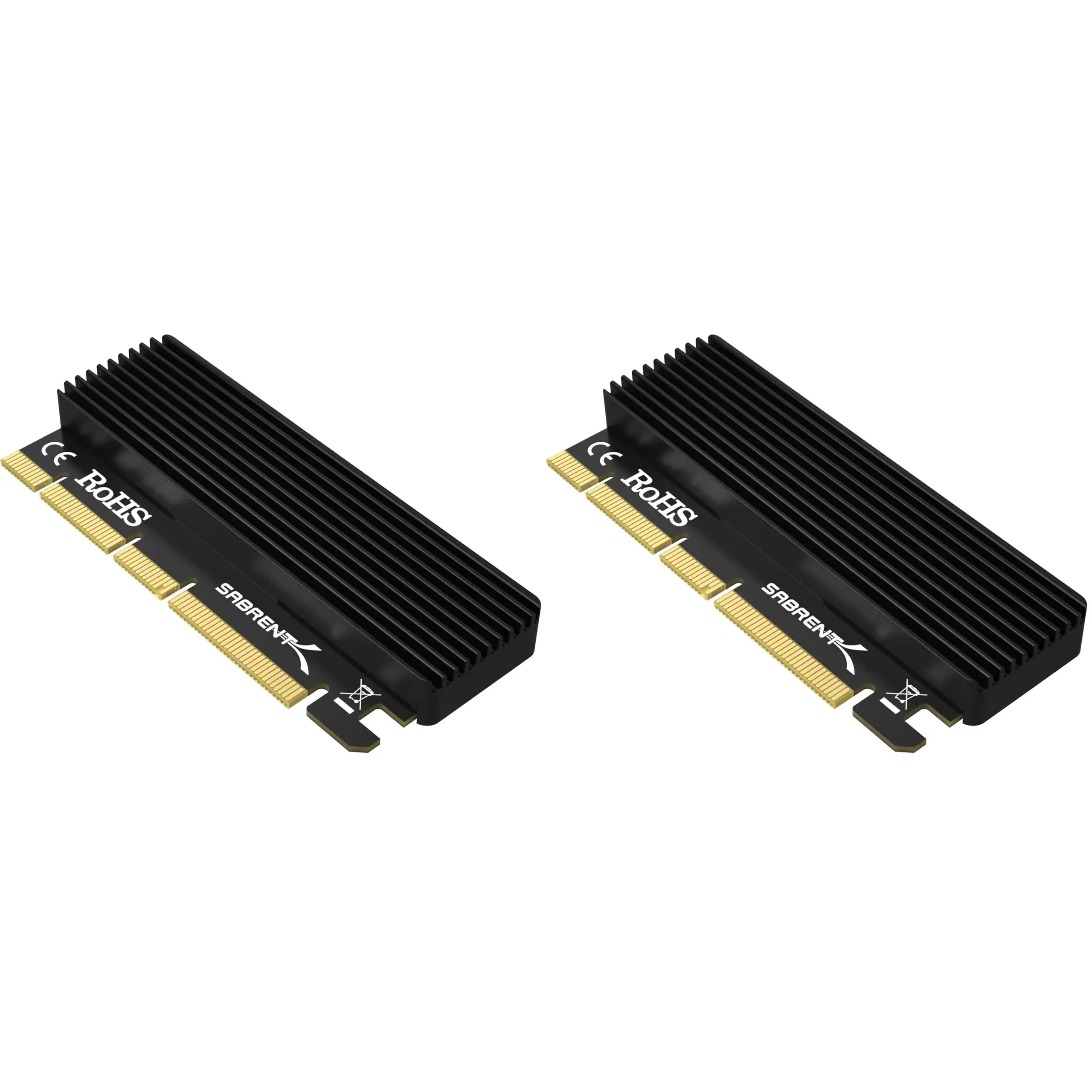 SABRENT NVMe M.2 SSD to PCIe Adapter Card 2-Pack with Heatsink | PCIe X16/X8/X4 Slot Compatible - main product image