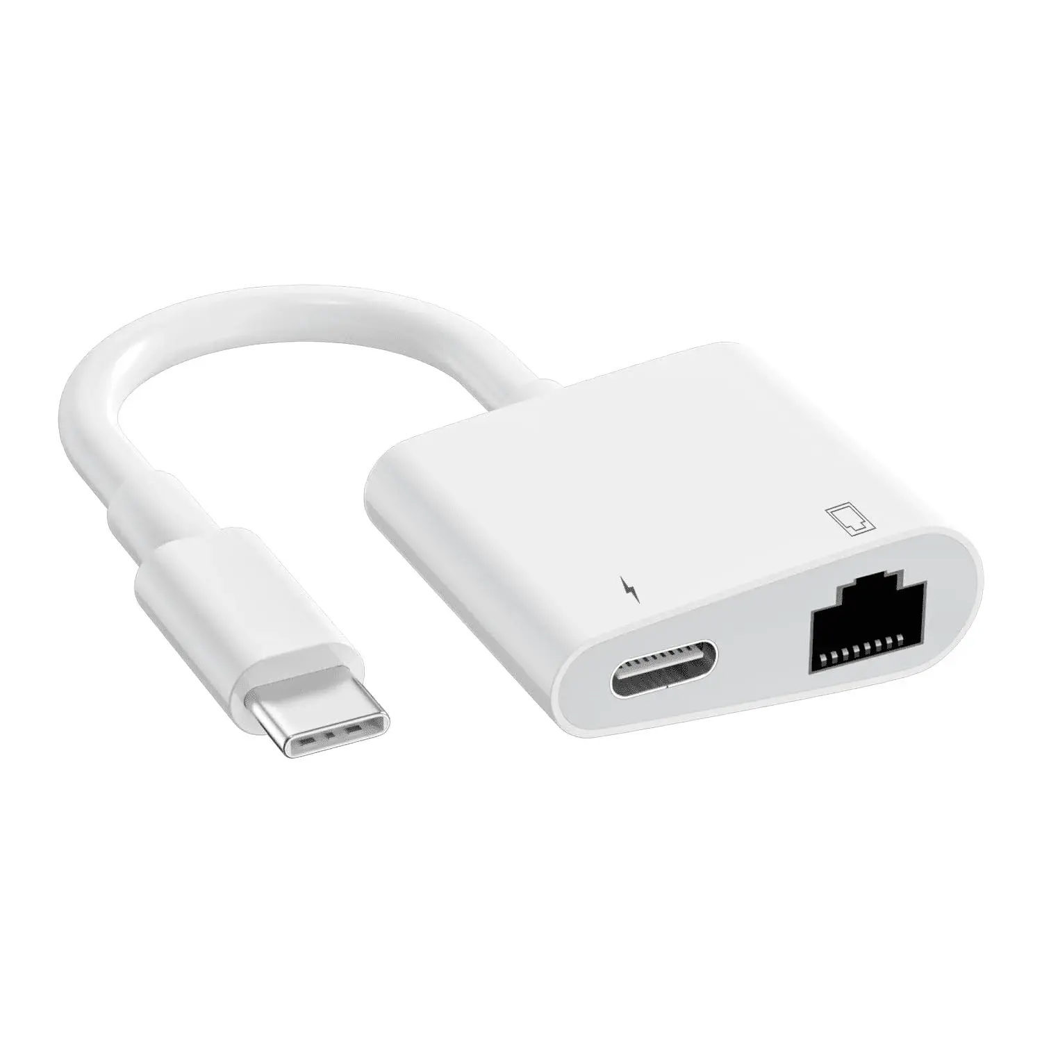 DESOFICON USB C to Ethernet Adapter 2 in 1 RJ45 LAN & Charging | Supports 100Mbps